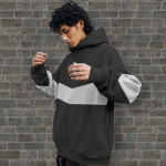 baggy boxy black hoodie v design